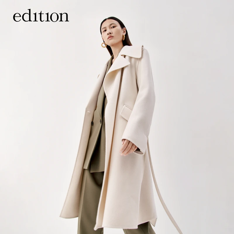 【商场同款】edition双面呢大衣女新款美丽诺羊毛外套#EBB3OVC002