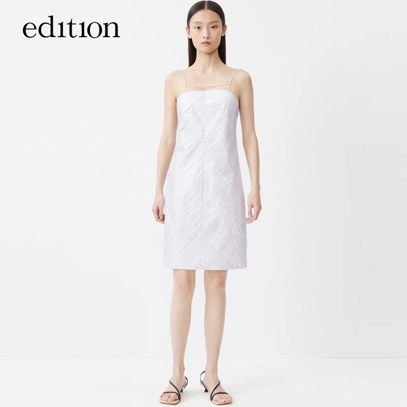 edition夏款吊带裙女小众压褶收腰连衣裙抹胸裙#EBC2DRST29
