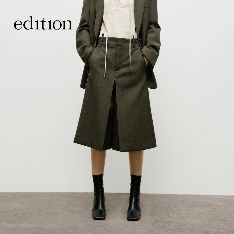 【商场同款】edition秋季款A字阔腿绵羊毛裙裤#EBD3SOT008