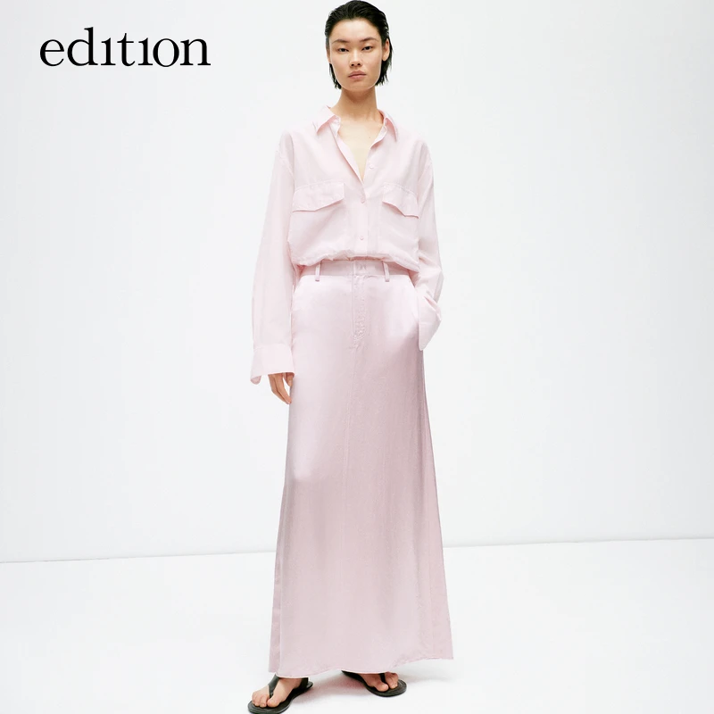 【商场同款】edition夏款微皱醋酸缎面半身裙#EBD2SKT002