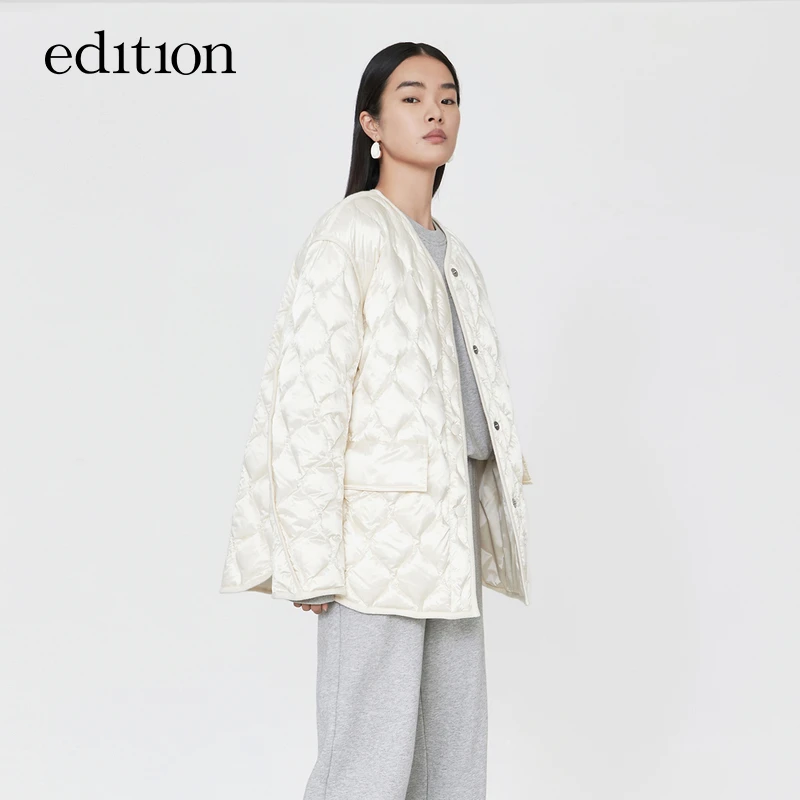 edition菱格纹小香风羽绒服女冬百搭休闲保暖轻薄外套#EBB4EINT19