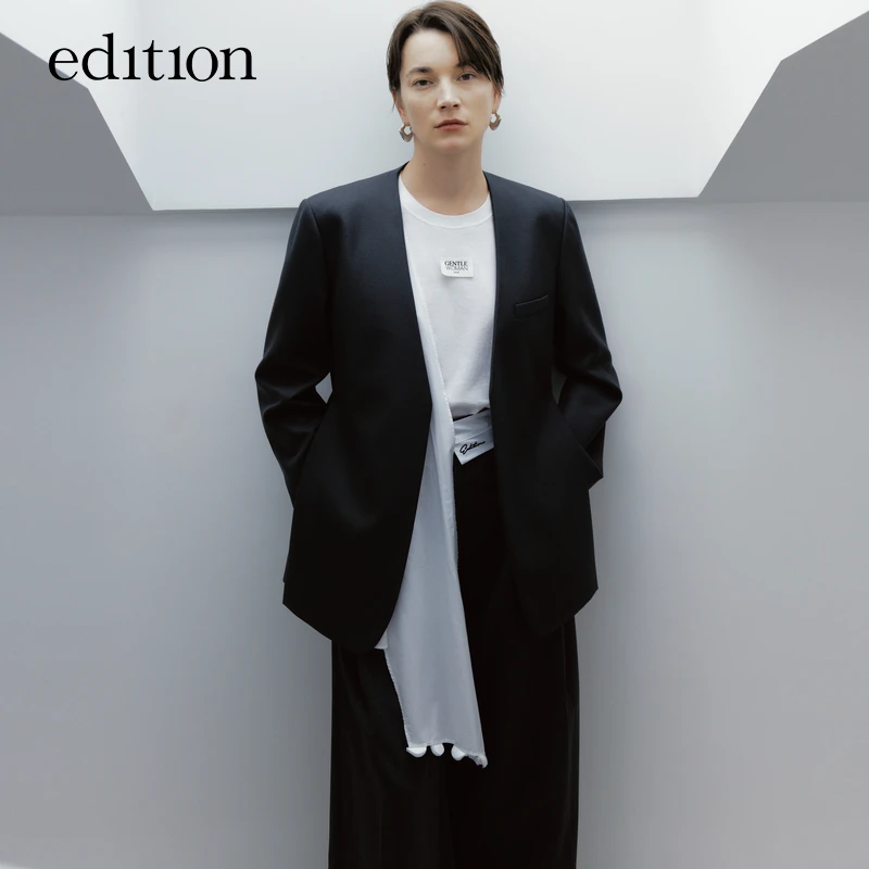 edition秋西装外套可拆飘片女绅士羊毛西装#EBC3BLAT06