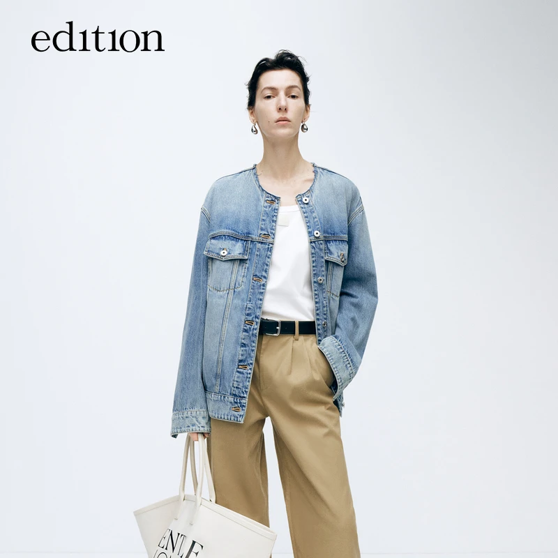 【商场同款】edition春款土耳其棉圆领牛仔外套#EBD1JKT004