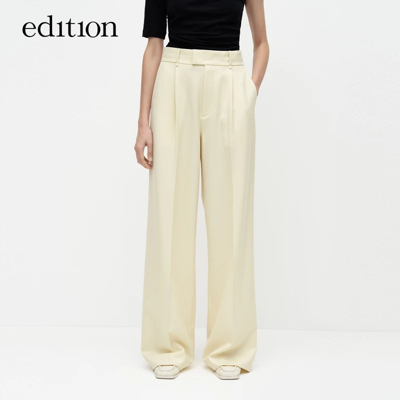 【商场同款】edition秋款美丽绵羊毛精纺阔腿西裤#EBC3PAT019