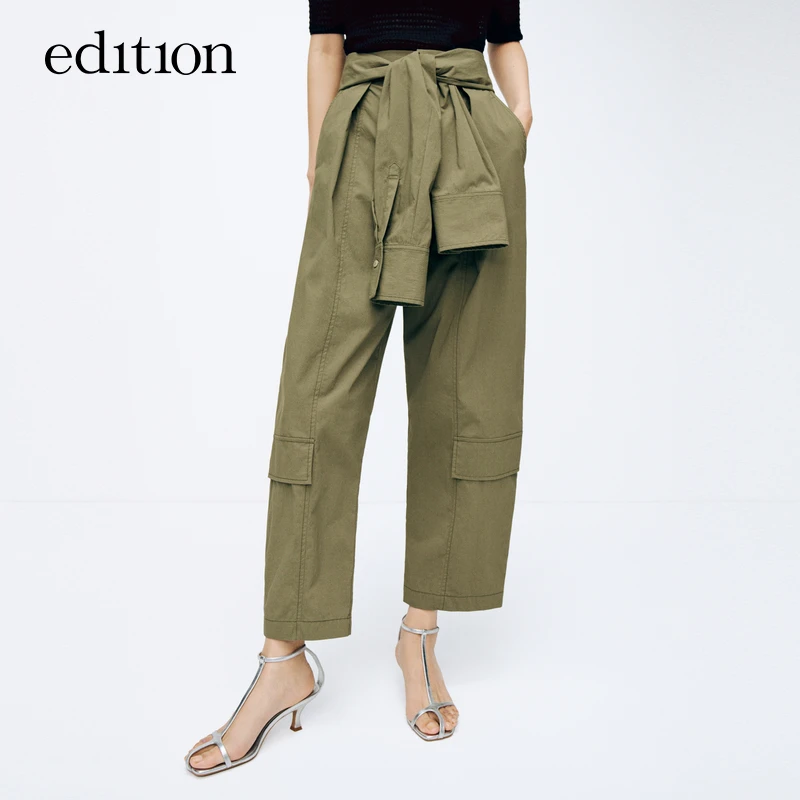 edition2024春新款工装裤女解构绑带九分萝卜休闲裤#EBD1PATT11