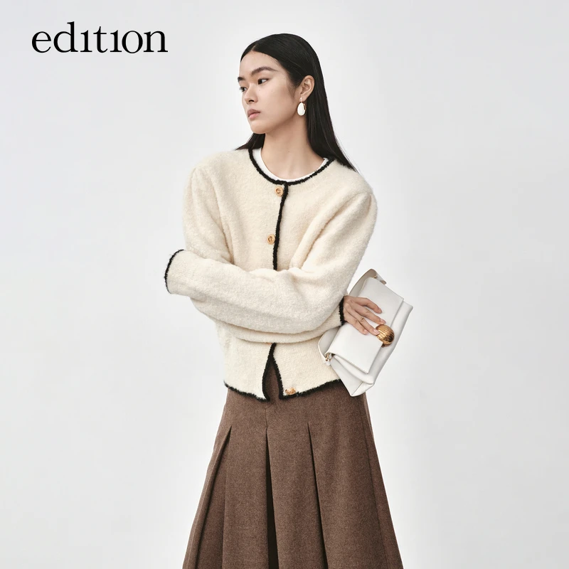 edition复古精致小香风马海毛开衫女冬羊毛外套热力感#EBB4CART02