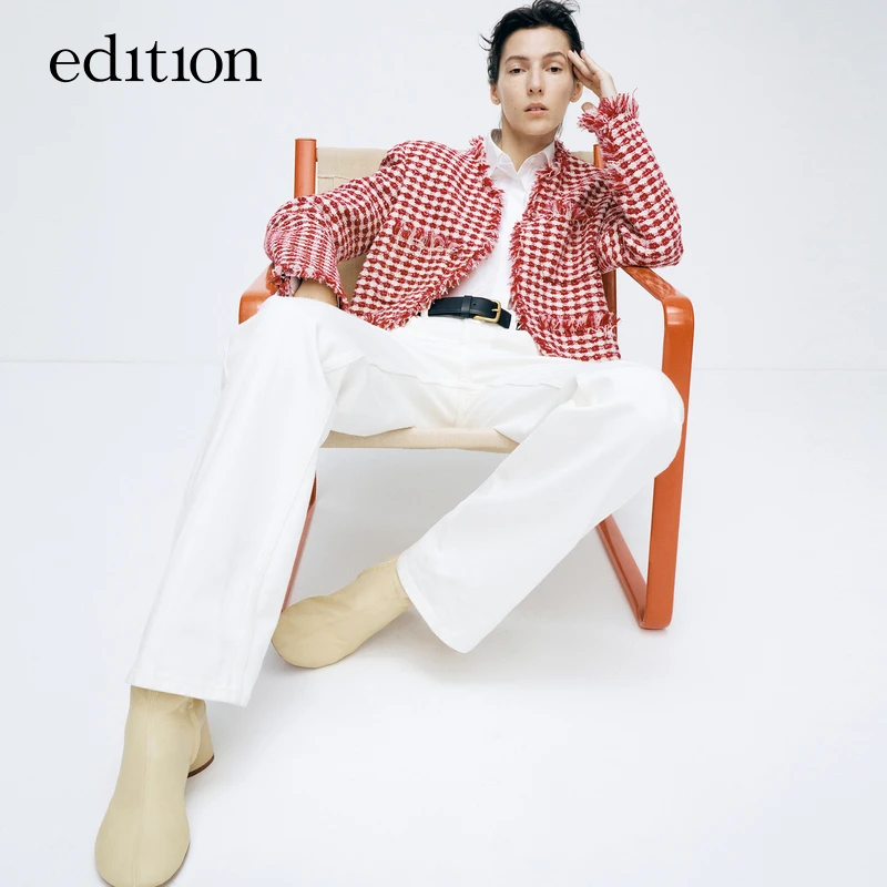 【商场同款】edition新款高定红白格纹小香风外套#EBD1COT008