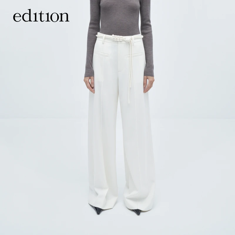 edition冬西裤精纺中式腰绳阔腿裤#EBC4PATT01