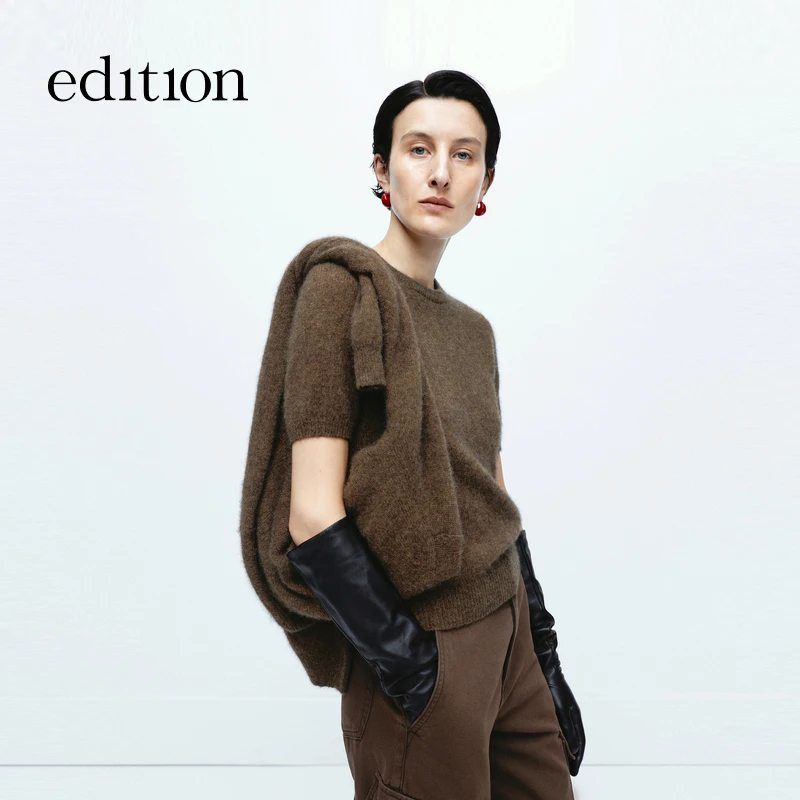 【商场同款】edition冬季款骆驼绒短袖套头毛衣#EBD4SWT042