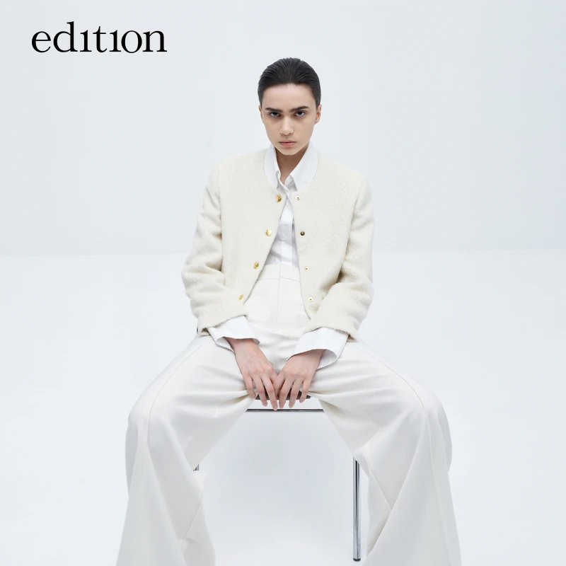 【商场同款】edition冬款羊驼毛羊毛呢小香风外套#EBC4COT006