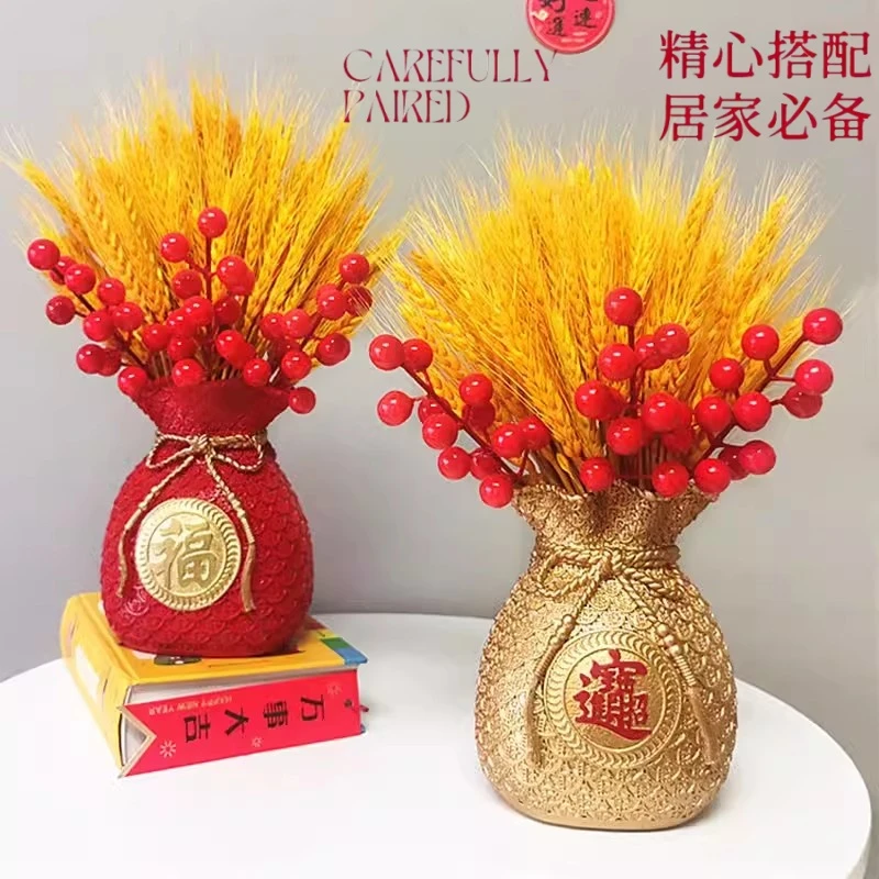 黄金麦穗干花束客厅摆件稻谷仿真花摆设装饰店铺开业大麦招财福袋