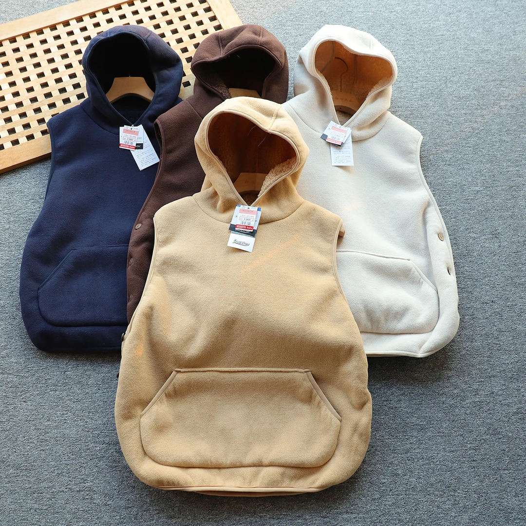 日单设计师款 700克重加绒加厚连帽泰迪绒马甲 男女可穿