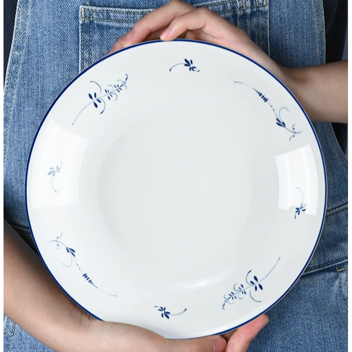 SANHUAN8，9英寸健康釉中彩无铅镉家用菜盘子微波炉可使用装菜盘