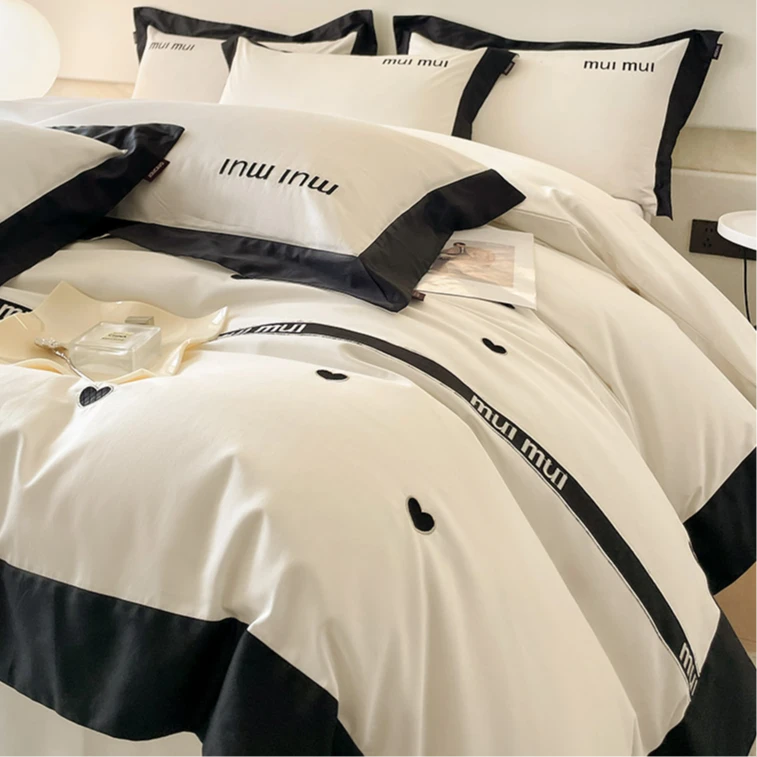 轻奢A类母婴级100支长绒棉四件套全棉纯棉刺绣被套高级感床上用品