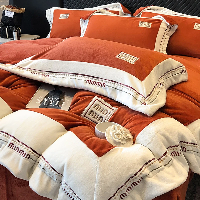 轻奢A类冬季加厚牛奶绒四件套双面绒保暖被套床单高级感床上用品