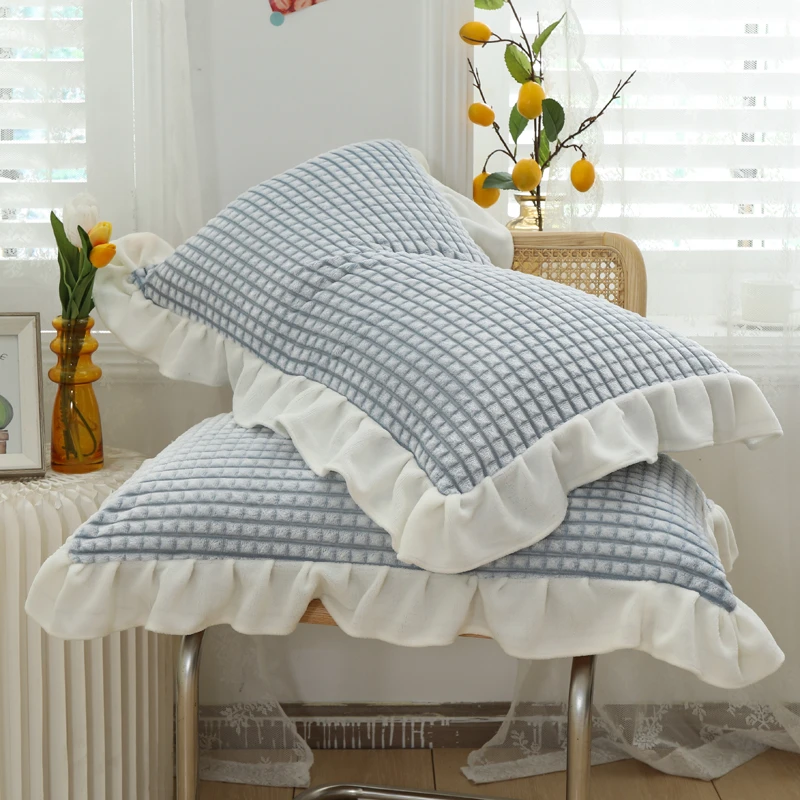 冬季加厚牛奶绒枕套48x74cm一对装家用保暖双面加绒可拆洗枕头套