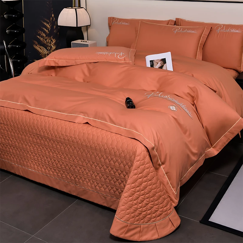 轻奢高级感全棉纯棉长绒绵夹棉床盖款四件套高端床套床罩四季通用