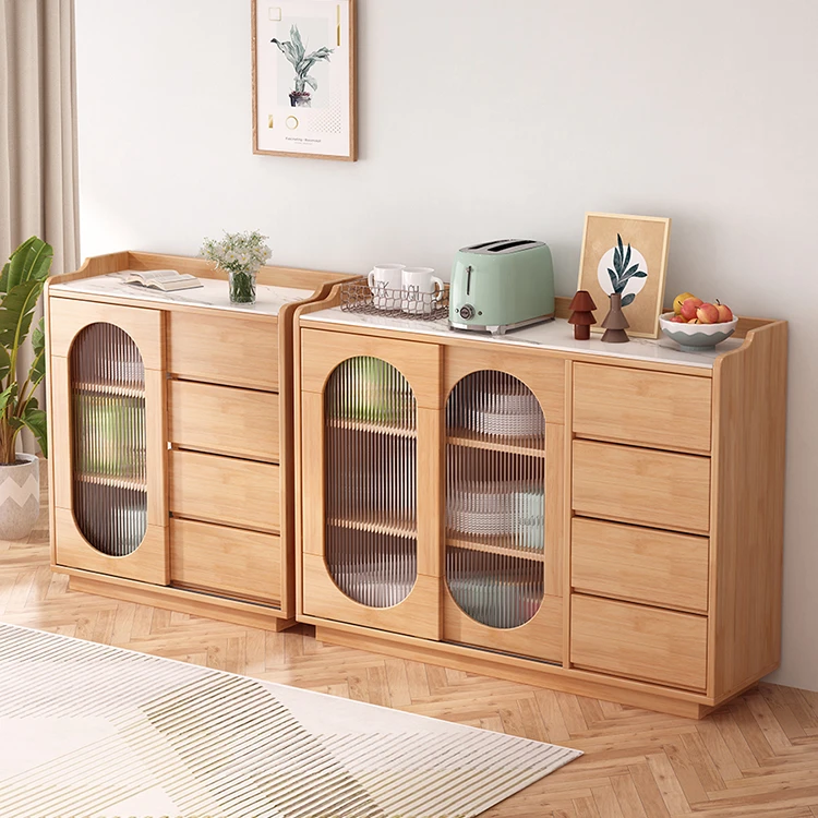 全实木防尘餐边柜客厅家用收纳柜简约大容量中式餐厅防尘置物柜