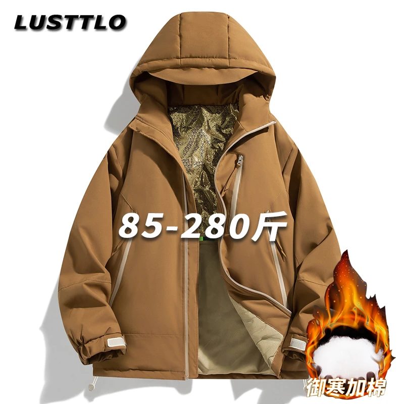 冬季新款石墨烯棉衣男士大码时尚百搭宽松连帽棉服加厚保暖棉袄子