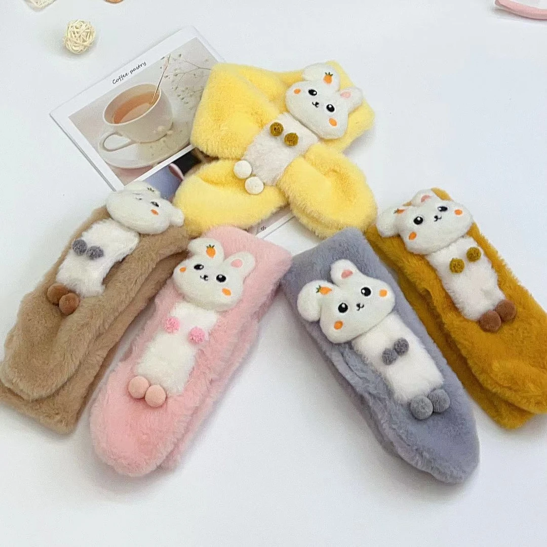 爆款仿兔毛儿童围巾围脖1/16岁宝宝均可佩戴保暖时尚可爱休闲