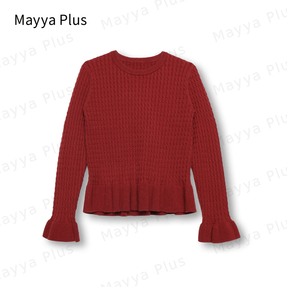【红颜知己】Mayya Plus时尚新品气质显瘦百搭热力感毛织衫32347185