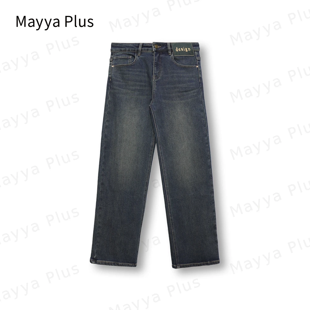 【T台牛仔】Mayya Plus时尚新品气质显瘦百搭热力感牛仔裤32347119