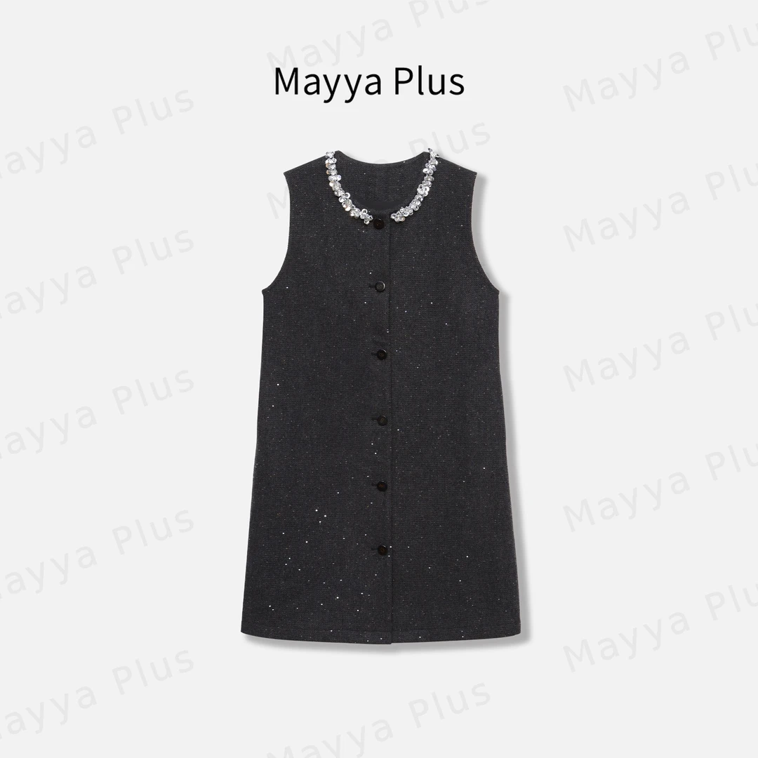【月落星河】Mayya Plus麦芽定制轻奢气质显瘦款连衣裙32446955