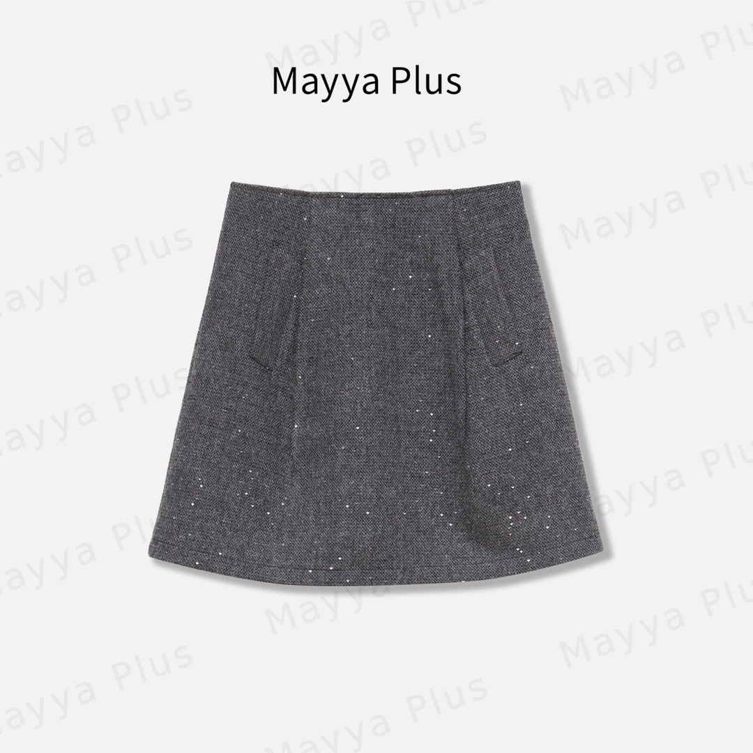 【银河系】Mayya Plus麦芽定制轻奢气质显瘦百搭款梭织裙子32447073