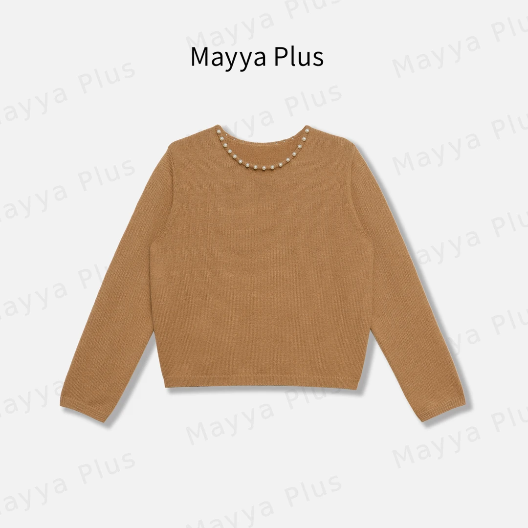 【珍珠奶茶】Mayya Plus麦芽定制轻奢气质显瘦百搭毛织上衣32446555