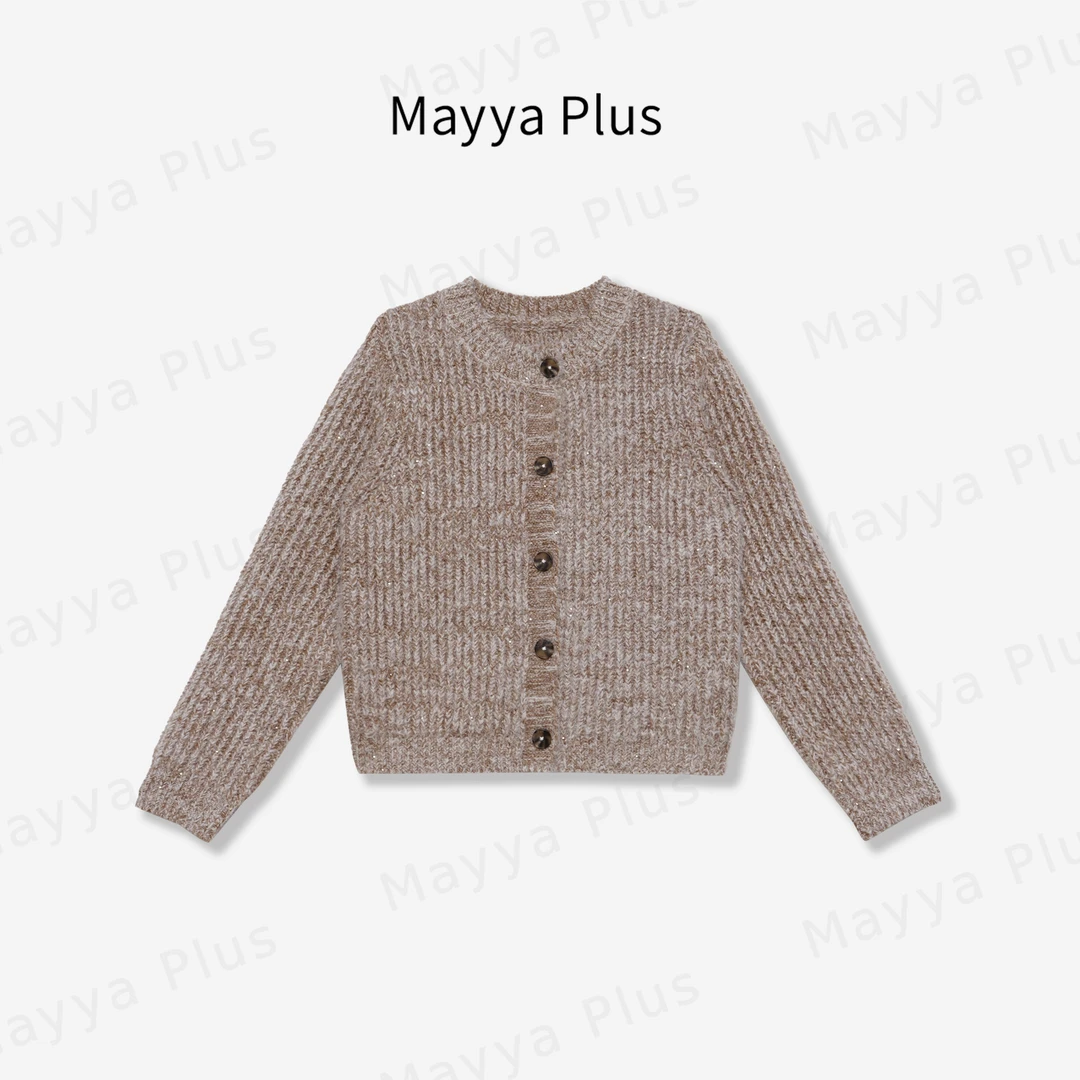【卡布奇诺】Mayya Plus麦芽定制轻奢气质羊毛混纺毛织上衣32446806