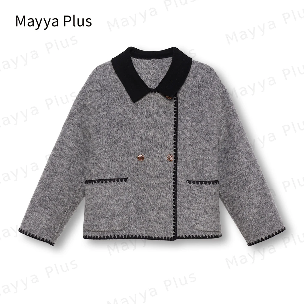 【雅致花园】Mayya Plus时尚新品气质显瘦遮肉百搭毛呢外套32346933