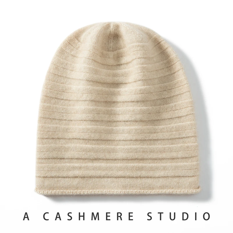 【100%纯山羊绒 康赛妮A规纱线】羊绒针织帽子冬季保暖百搭堆堆帽