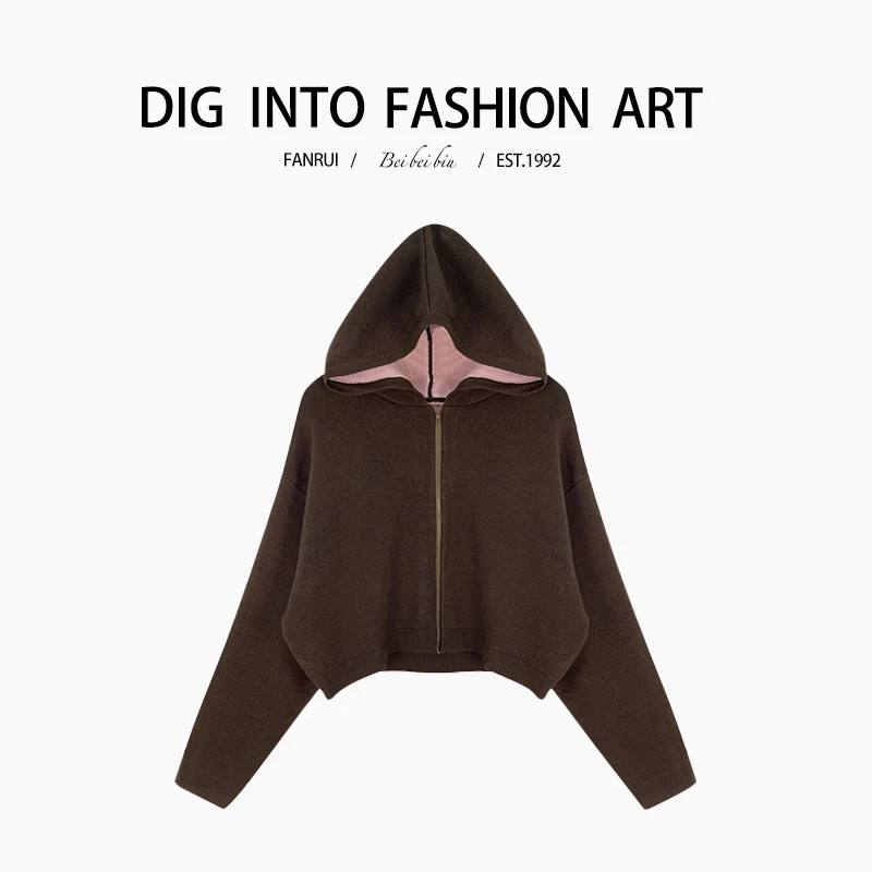 【泛芮】气质百搭小众设计感洋气轻奢高级感连帽外套B11362