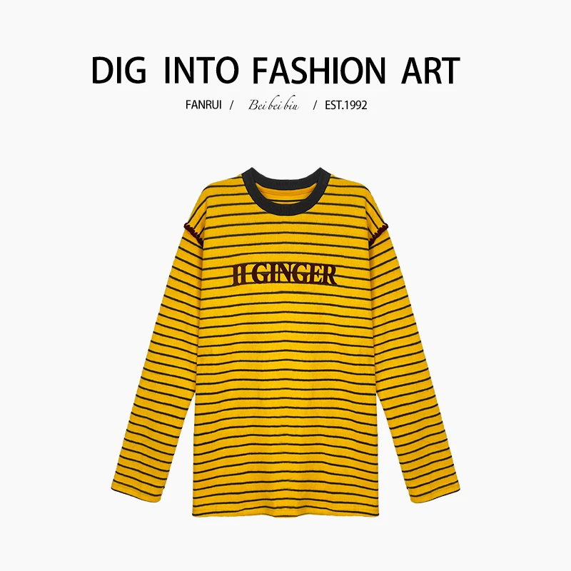 FANRUI/泛芮「陶尔米纳 」字母印花宽松设计百搭长袖打底T恤B13824