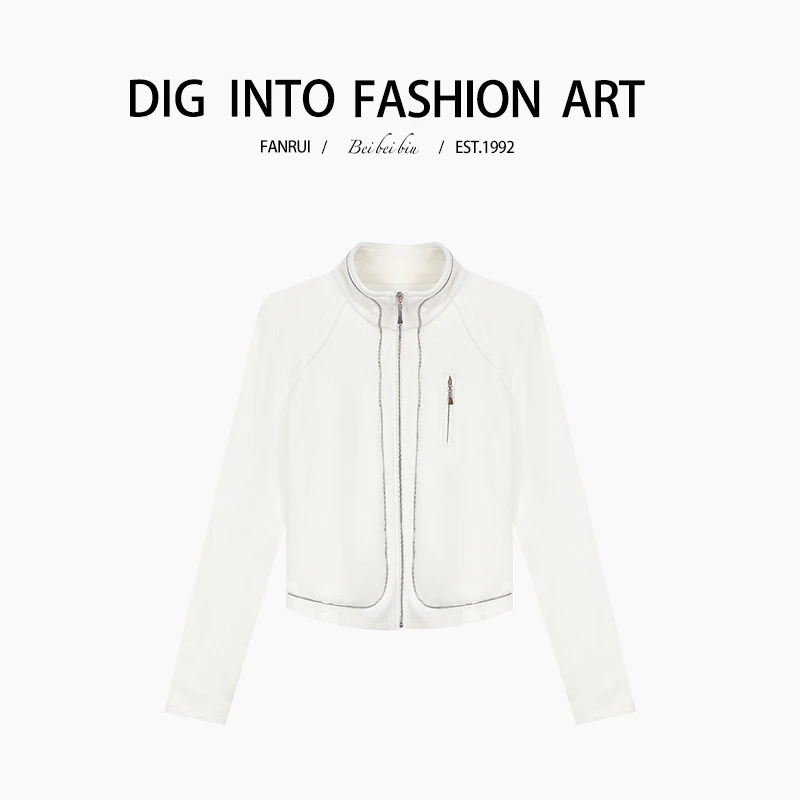 FANRUI/泛芮「夜与法兰西 」拉链明线百搭舒适设计感短外套B13600
