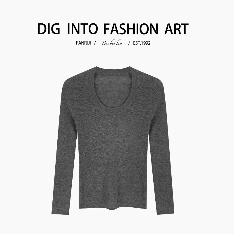 【泛芮】简约气质洋气小众设计感圆领百搭羊毛打底上衣B11561