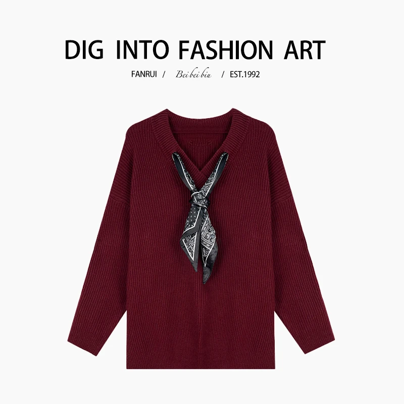 FANRUI/泛芮「醒春集 」纯色羊毛百搭宽松设计感上衣针织衫B12066