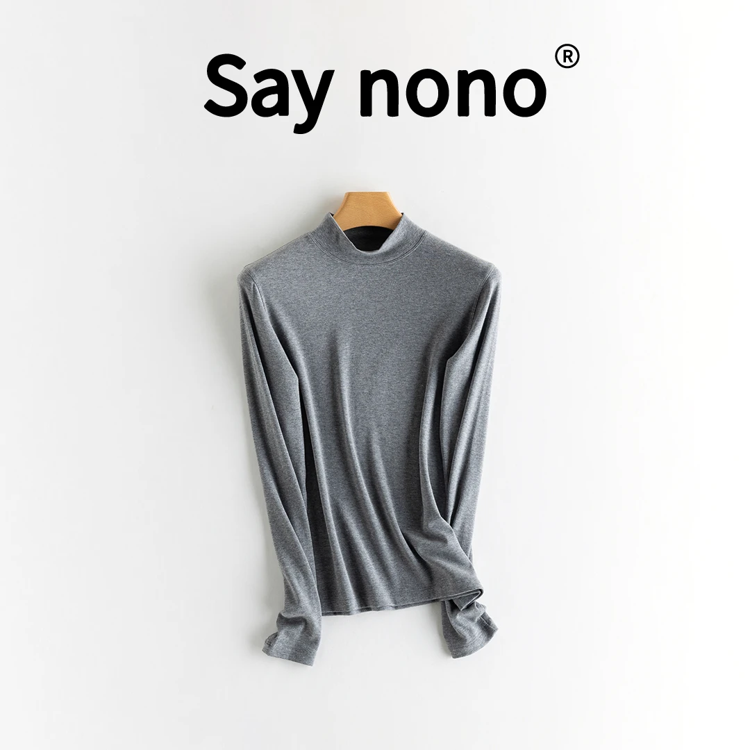 懒猫nono│Saynono 半高领＿珍珠山羊絨毛针织打底衫-QD0828