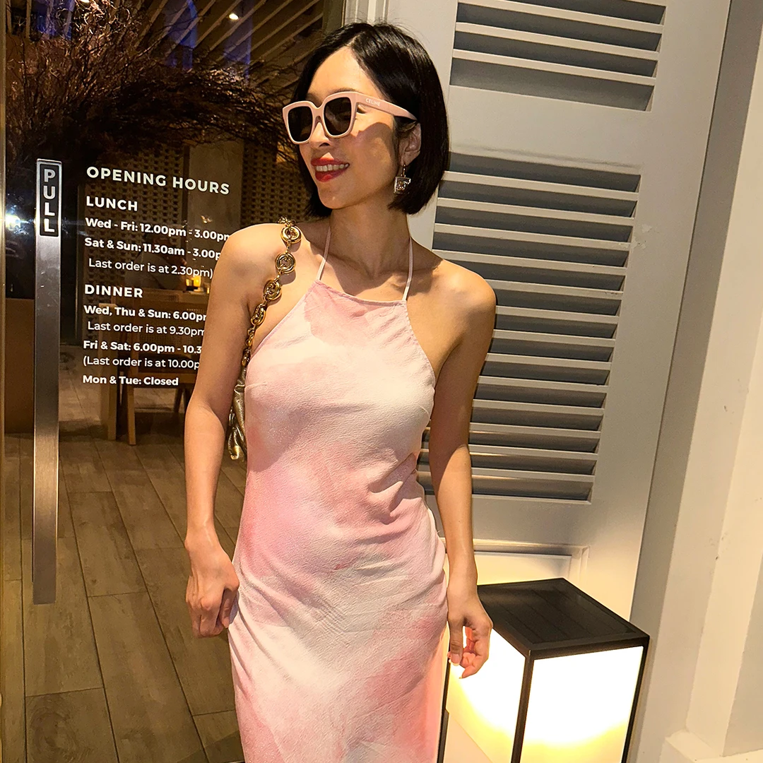 daily romance法式设计感粉色晕染连衣裙