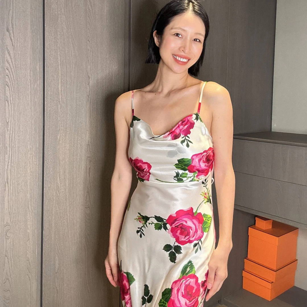 daily romance浪漫性感法式桑蚕丝洛神玫瑰连衣裙