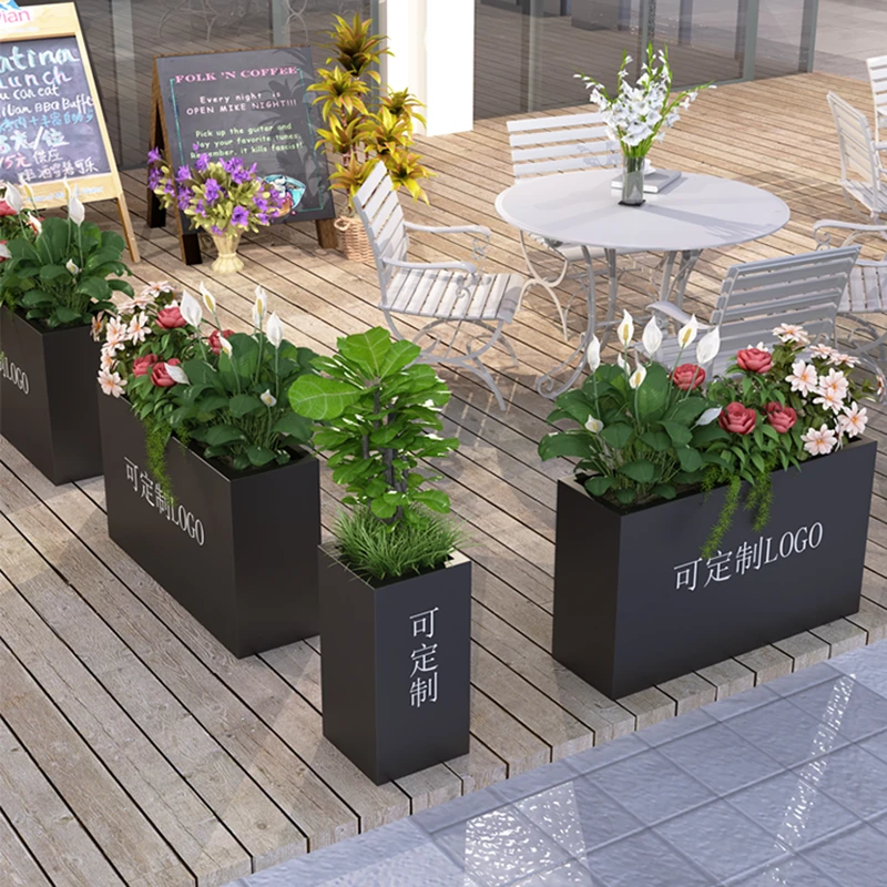 定制铁艺花箱户外室外方形花槽市政道路隔断花坛小区售楼部花盆