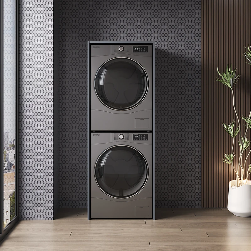阳台洗衣机柜组合定制太空蜂窝铝双洗衣柜带搓板叠加烘干机一体柜