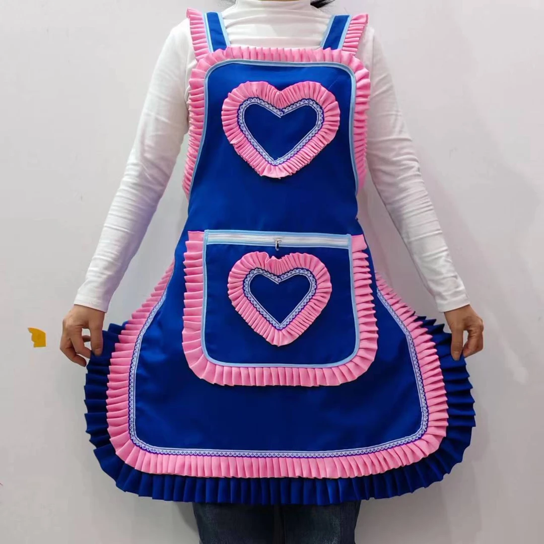 贵州自家手工制作新款爆款花边围裙厨房专用时尚可爱透气工作服