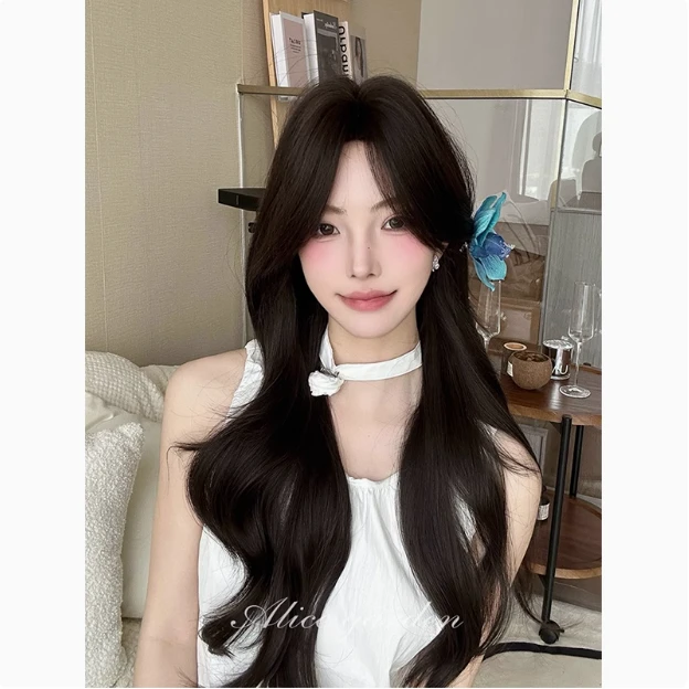 AG假发女中分刘海长卷发《小熊可可茶》lolita时尚逼真全头套