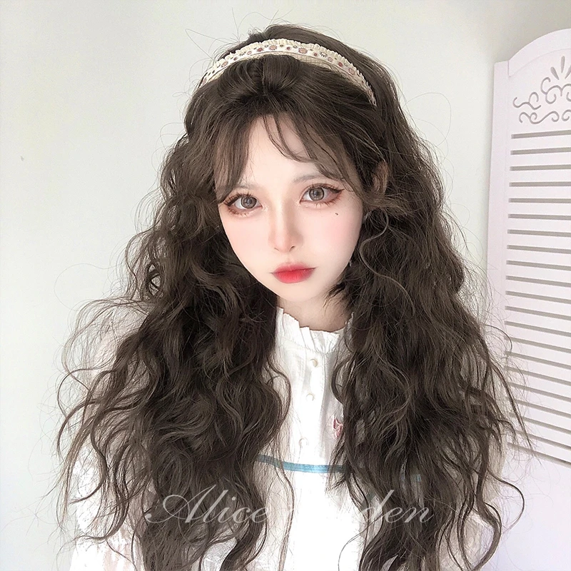 假发女网红日常羊毛卷Lolita长卷发日系jk卷刘海全头套式少女假发