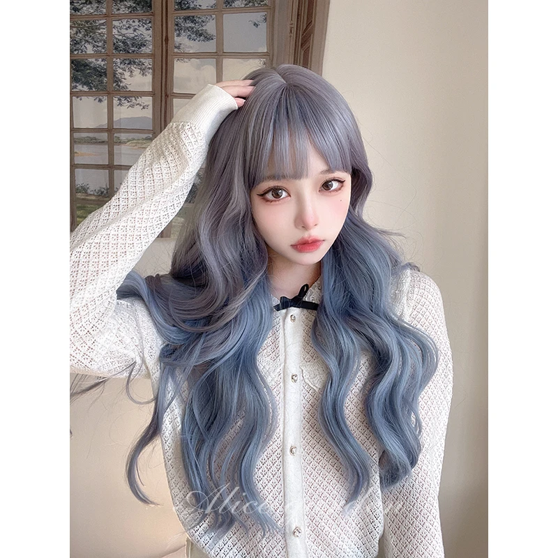 假发女长假发网红lolita全头套仿真头皮自然齐刘海显白修脸长卷发