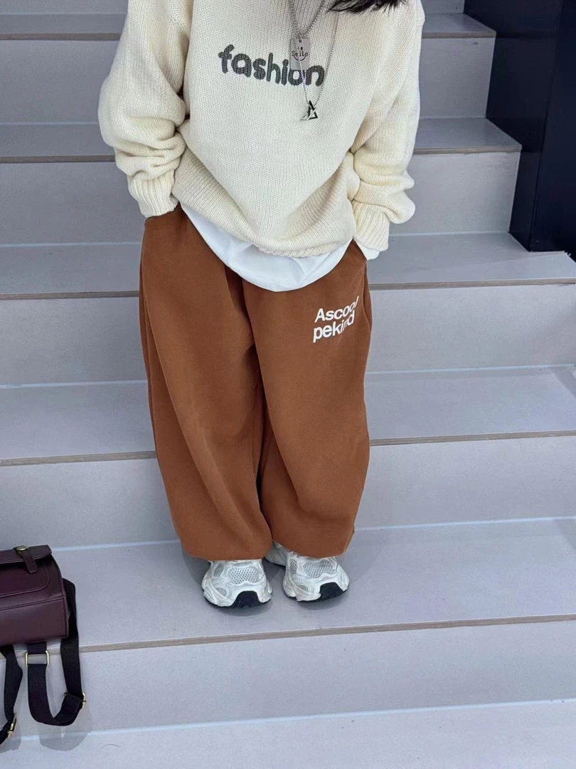 【加绒青货】2025加绒冬季加绒小童新款宝宝加厚裤加绒阔腿裤洋气