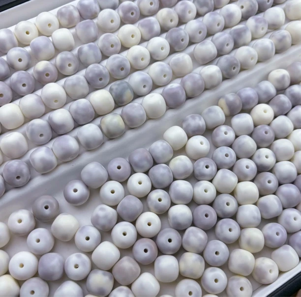 绝美浪漫紫 哑光干磨卡14mm左右桶珠精品菩提根散珠 手串