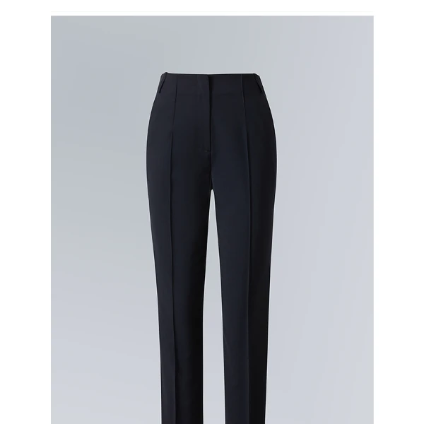 YI青黛色绵羊毛混纺九分小脚裤YPA22106ACNY0B3