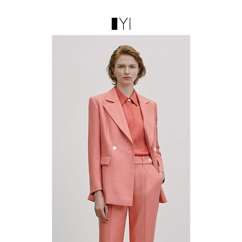 桃夭色丝毛收腰西装YJA21694CCPK0B2